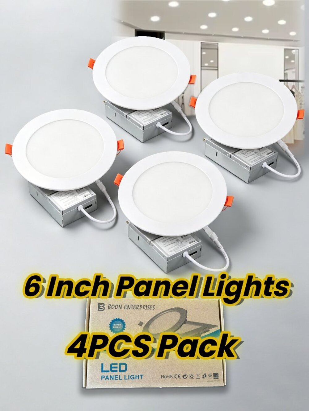 4PC SET  Brand New | 6 inch / 14.5cm LED Round  Panel Light | Warm White | 9W